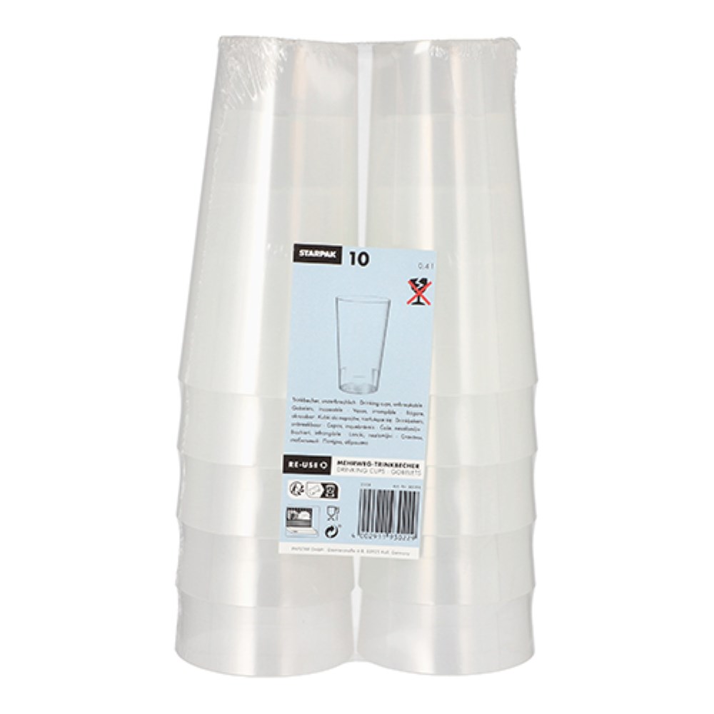 10 Mehrweg-Trinkbecher 0,4 l Ø 7,5 cm · 14,5 cm transluzent