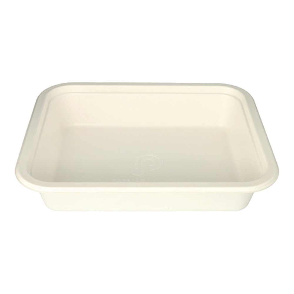 Gastronorm-Behälter GN 1/2 Zuckerrohr, PLA beschichtet eckig 4 l 6,5 cm x 32,5 cm x 26,5 cm weiss