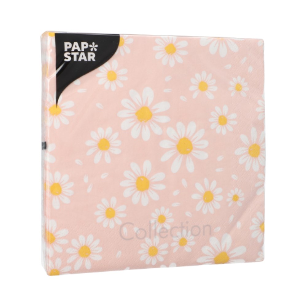 20 Servietten, 3-lagig 1/4-Falz 33 cm x 33 cm "Daisies"