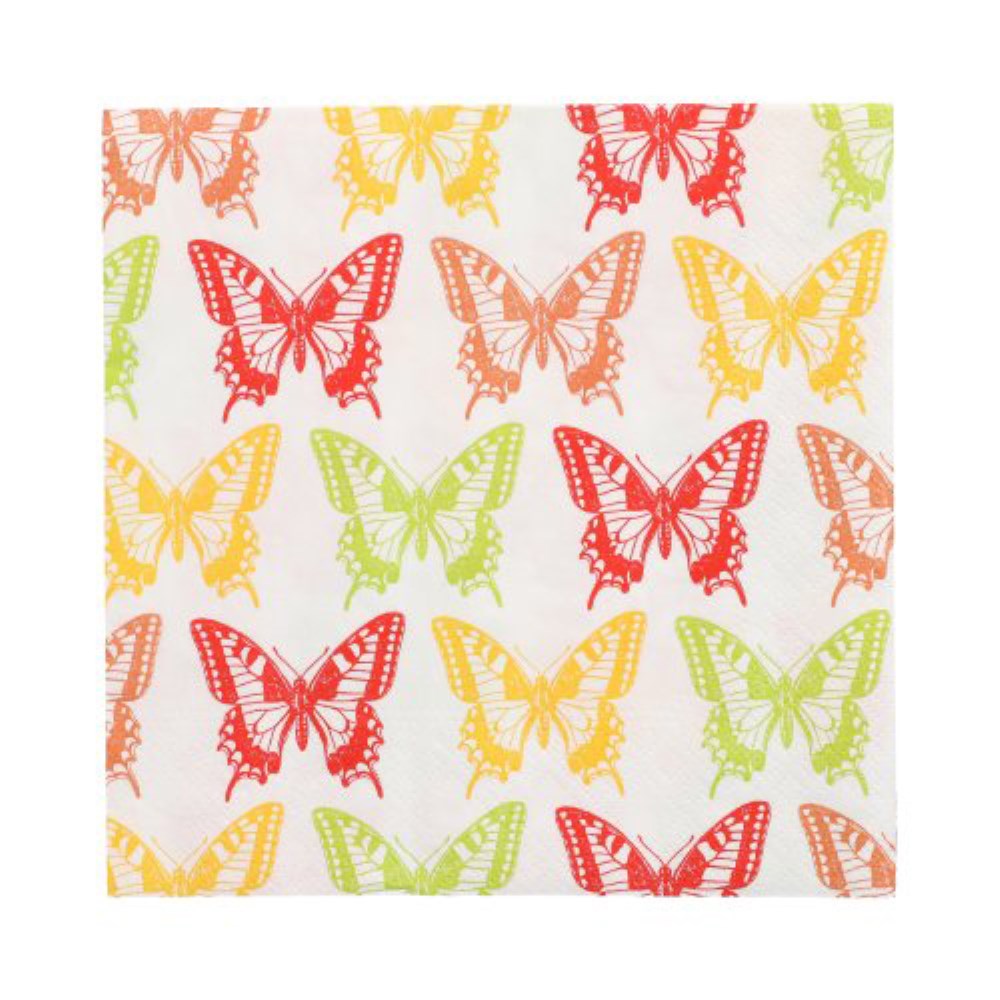 20 Servietten, 3-lagig 1/4-Falz 33 cm x 33 cm "Butterflies"