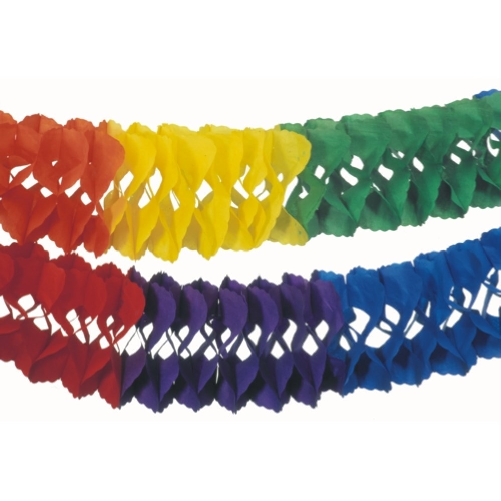 Großraumgirlande, Papier Ø 25 cm · 10 m "Rainbow" schwer entflammbar
