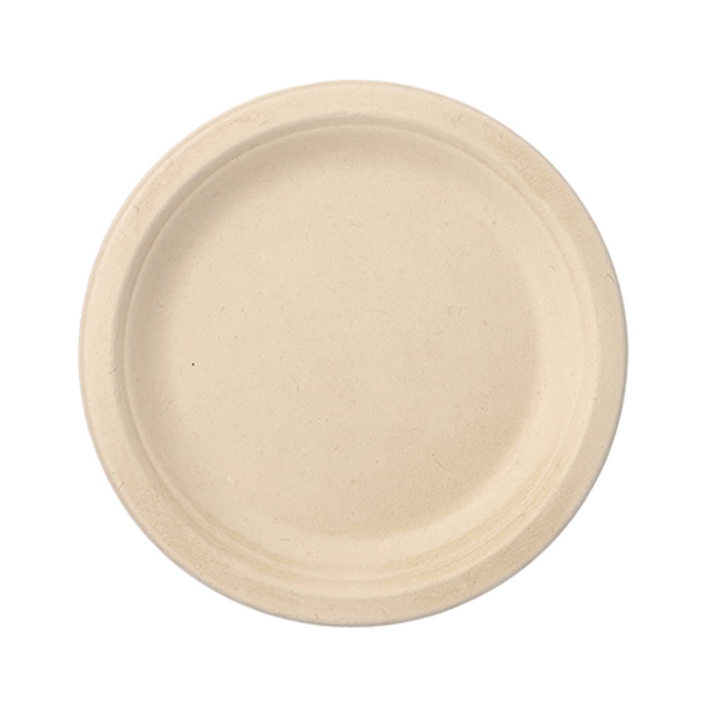 12 Teller, Zuckerrohr "pure" ungeteilt Ø 18 cm · 2 cm natur