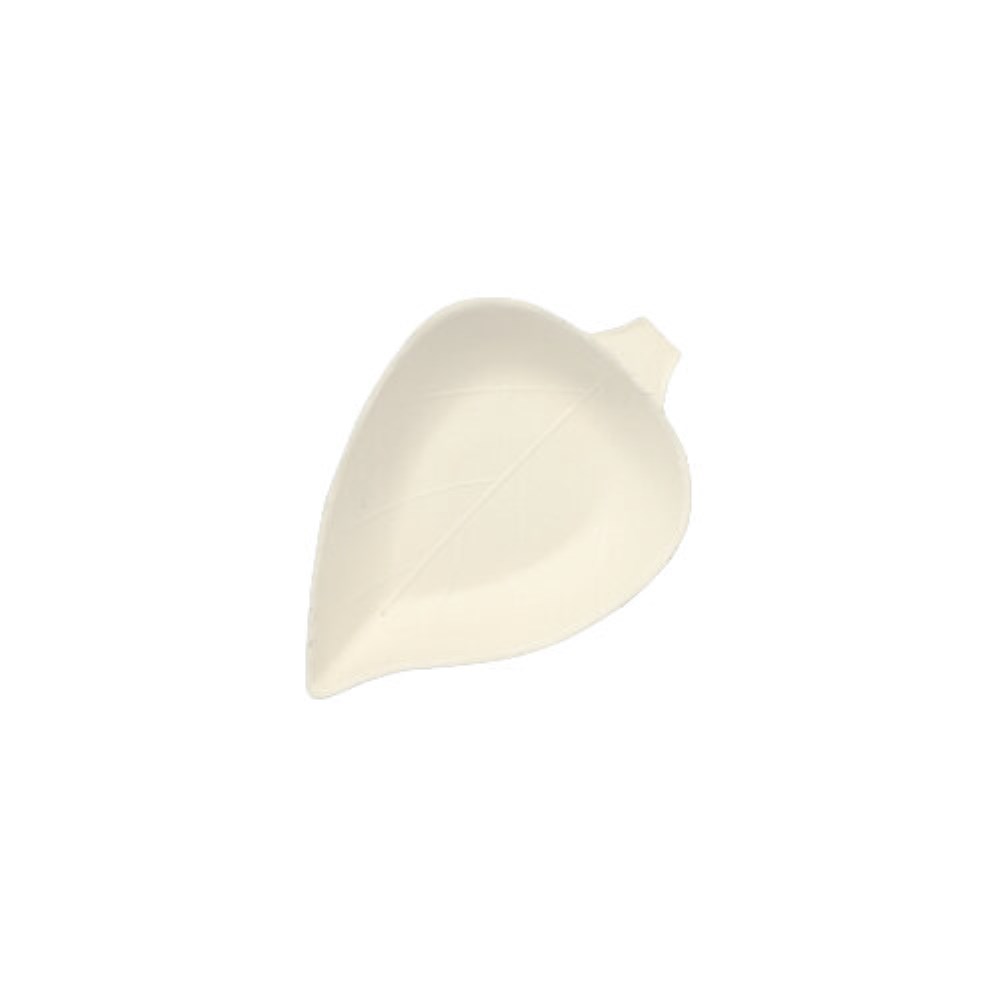50 Fingerfood - Teller, Zuckerrohr "pure" 1,2 cm x 6 cm x 8 cm weiss "Leaf"