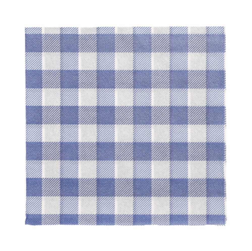 100 Servietten, 1-lagig 1/4-Falz 33 cm x 33 cm blau/weiss "Vichy Karo"
