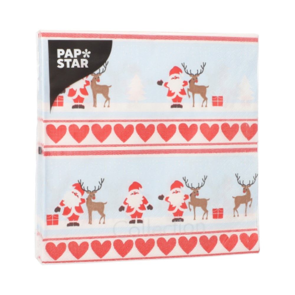 20 Servietten, 3-lagig 1/4-Falz 33 cm x 33 cm "Lovely Santa"