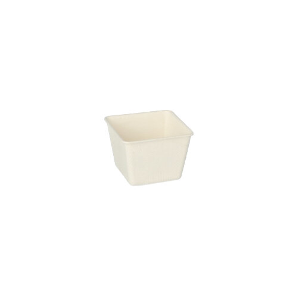 50 Fingerfood - Schalen, Zuckerrohr "pure" eckig 50 ml 3,8 cm x 4,6 cm x 4,6 cm weiss