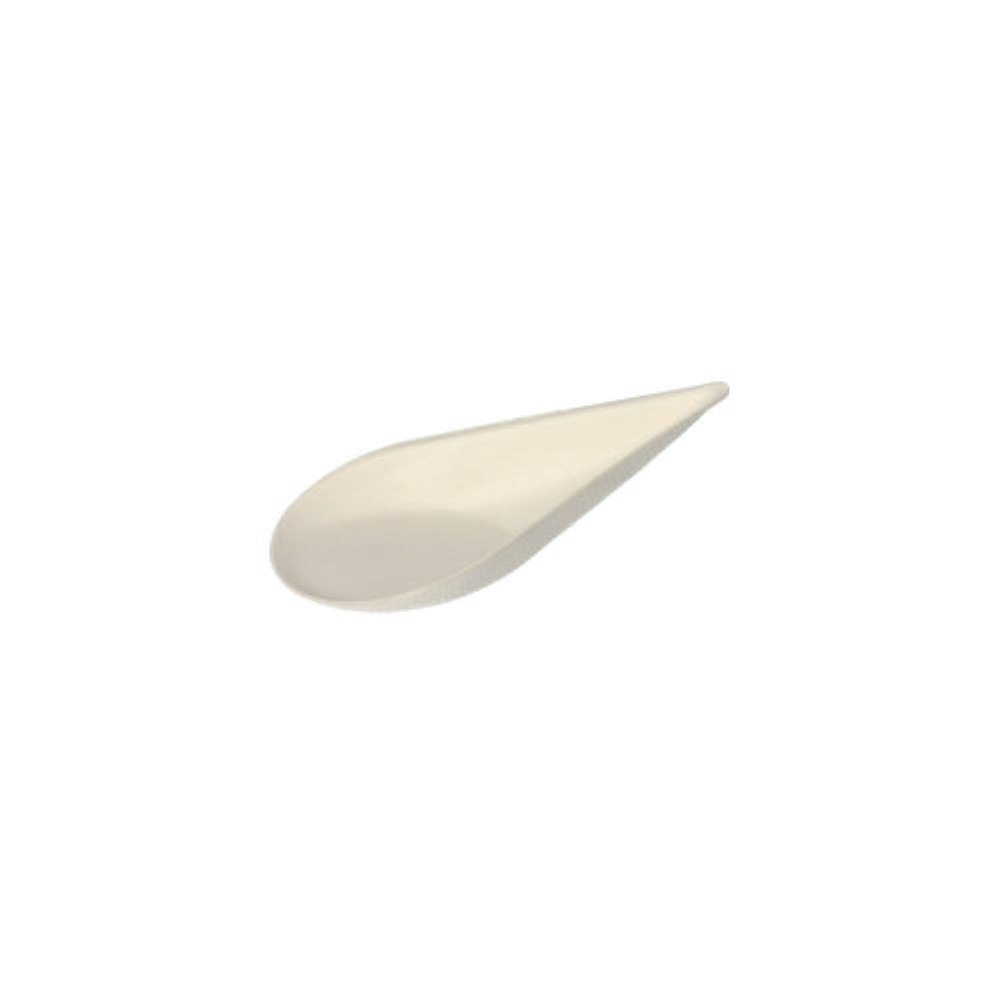 12 Fingerfood - Teller, Zuckerrohr "pure" 10,5 cm x 5,7 cm weiss "Drop"