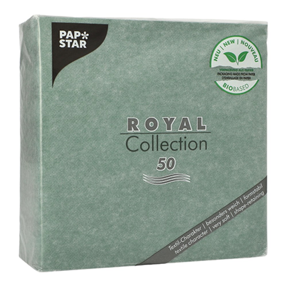 50 Servietten "ROYAL Collection" 1/4-Falz 40 cm x 40 cm dunkelgrün in Papierverpackung