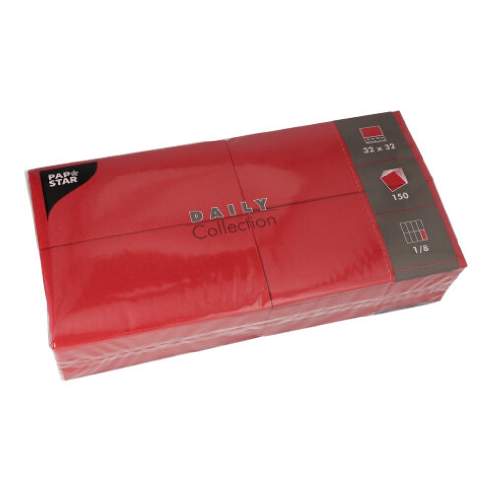 150 Servietten "DAILY Collection" 1/8-Falz 32 cm x 32 cm bordeaux