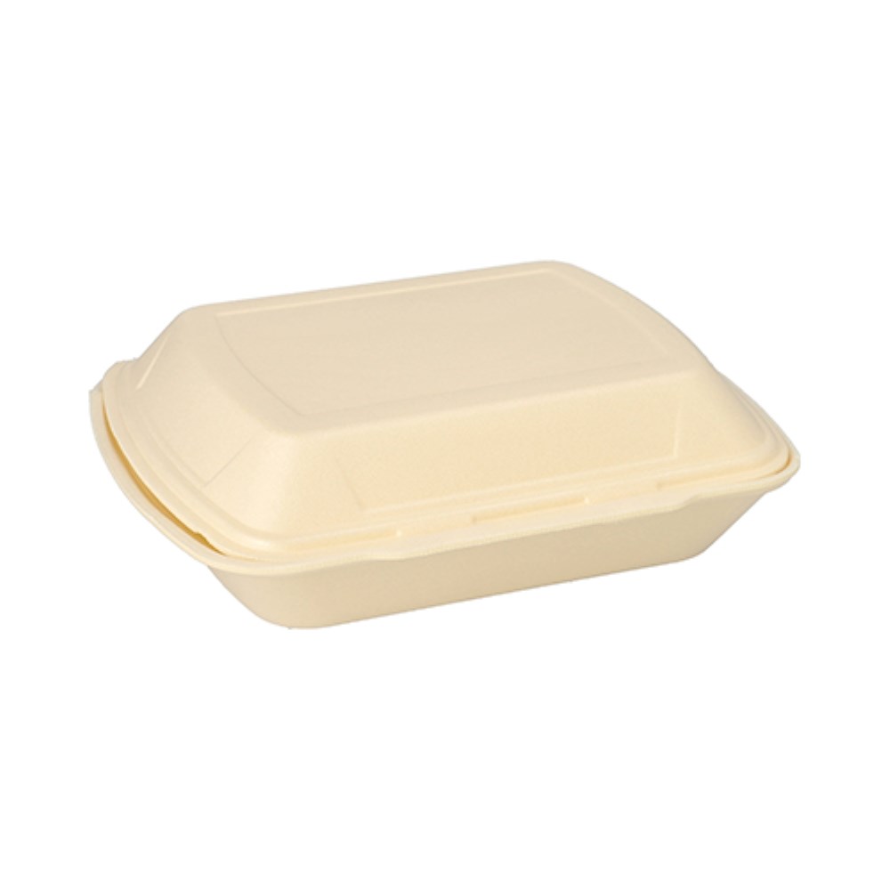 100 Menüboxen mit Klappdeckel, XPS 3-geteilt 7,5 cm x 24,3 cm x 20,8 cm creme