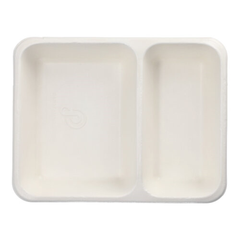 50 Siegelschalen Zuckerrohr 2-geteilt 1200 ml 4,9 cm x 22,7 cm x 17,8 cm