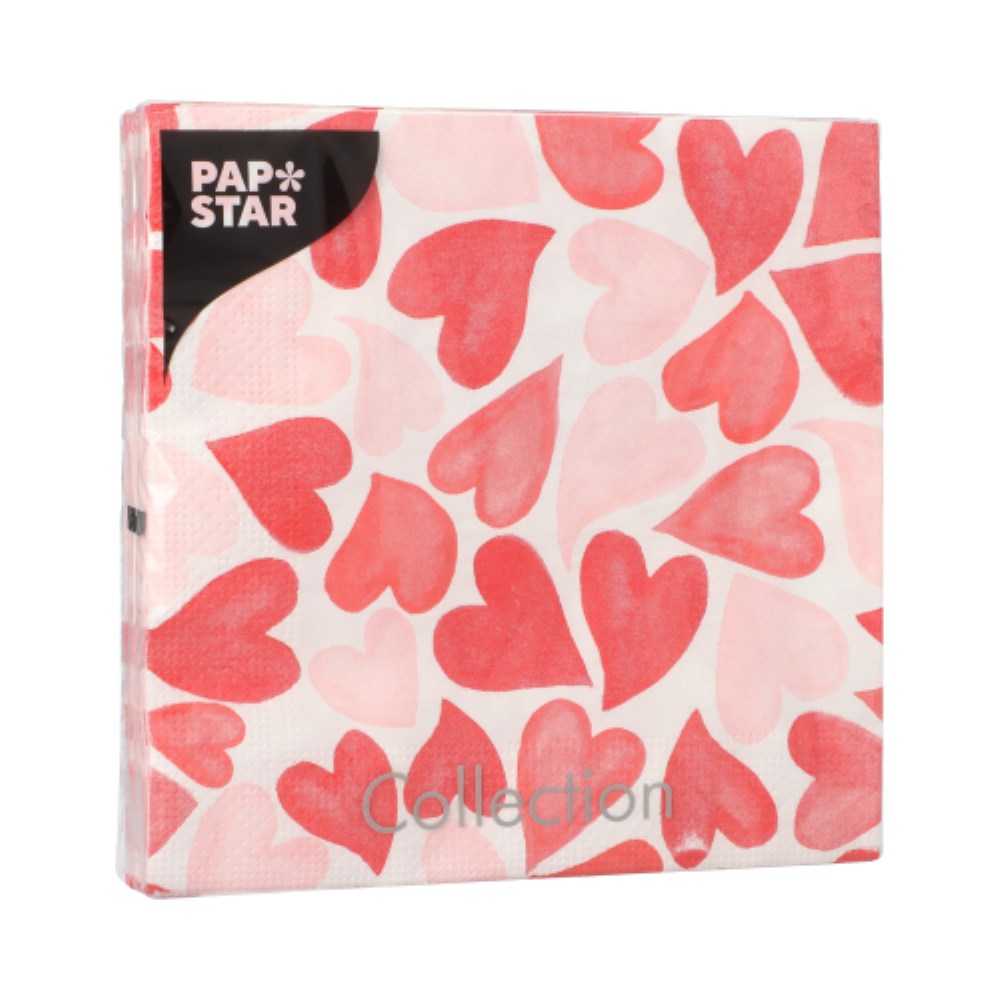 20 Servietten, 3-lagig 1/4-Falz 33 cm x 33 cm "Heart to Heart"