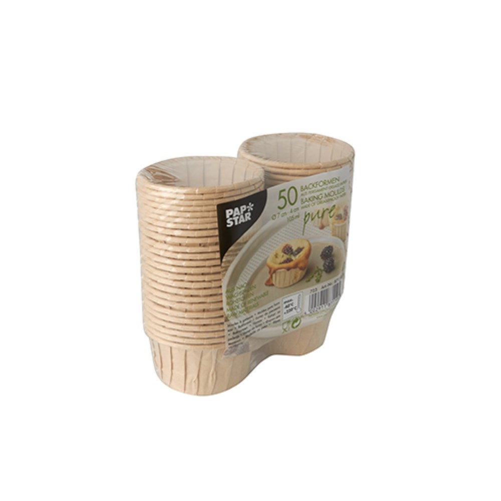 50 Backformen "pure" 105 ml Ø 7 cm · 4 cm braun