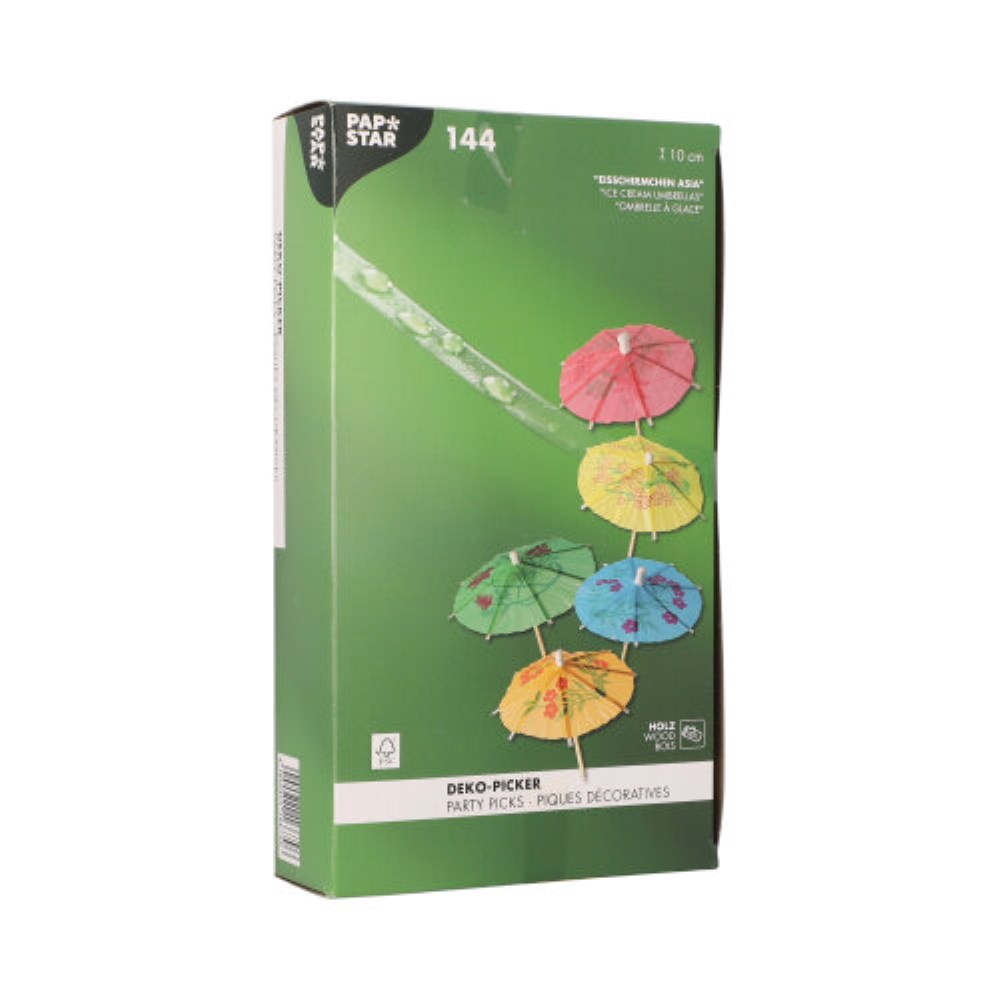144 Deko-Picker 10 cm farbig sortiert "Eisschirmchen"