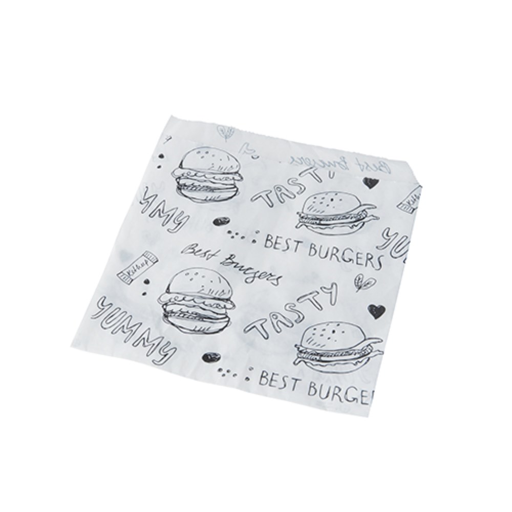1000 Hamburger-Tüten Kraftpapier 13 cm x 13 cm weiss