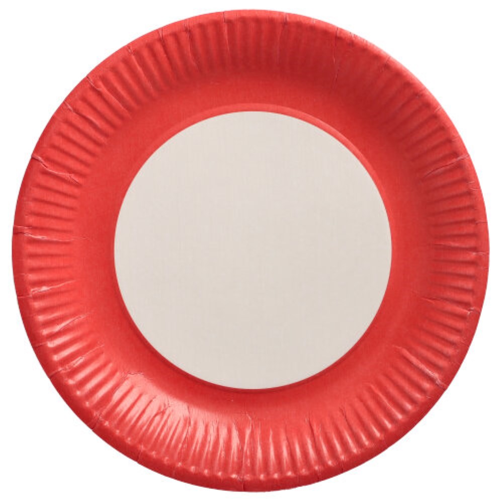 20 Teller, Pappe rund Ø 23 cm rot