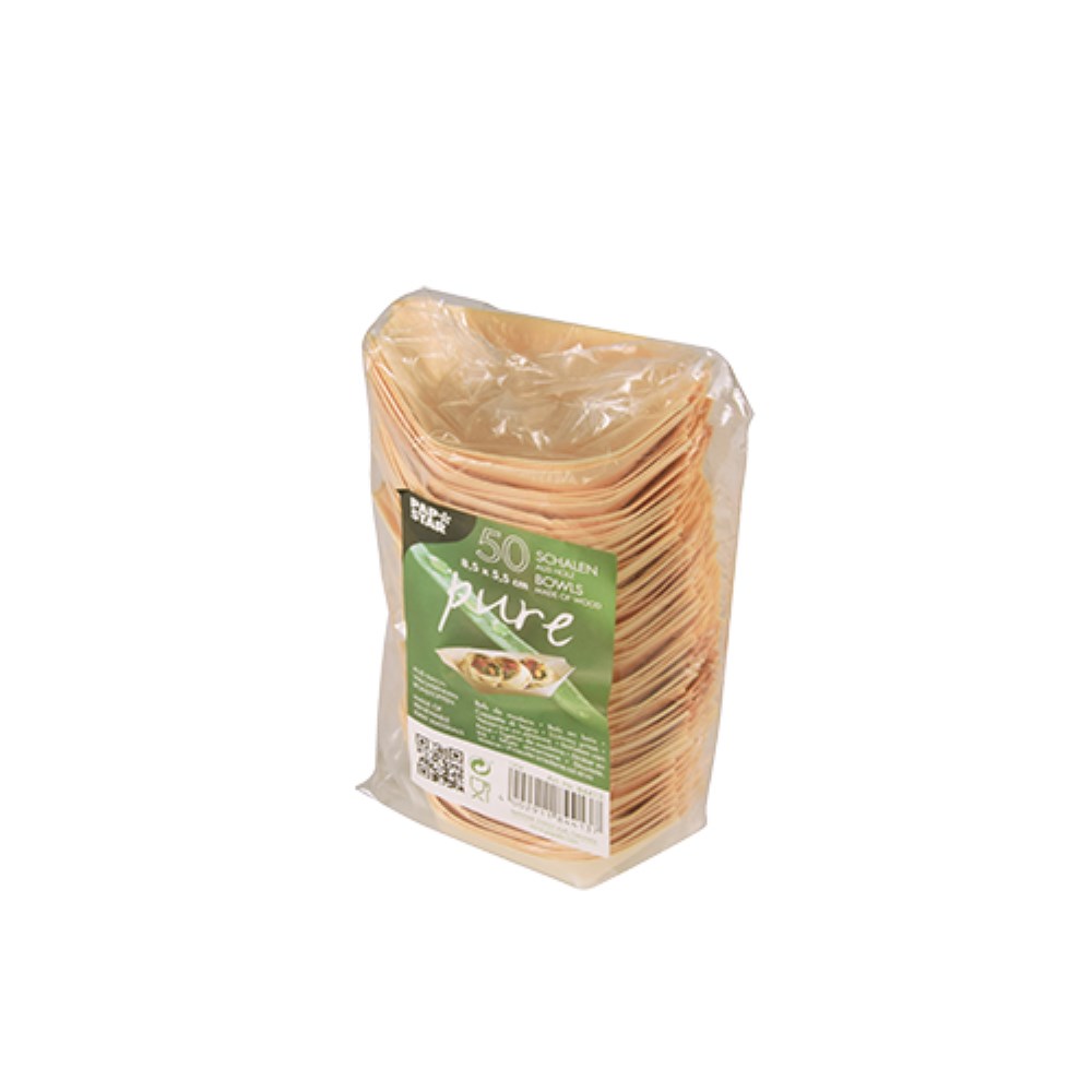 50 Fingerfood - Schalen, Holz "pure" 8,5 cm x 5,5 cm "Schiffchen"