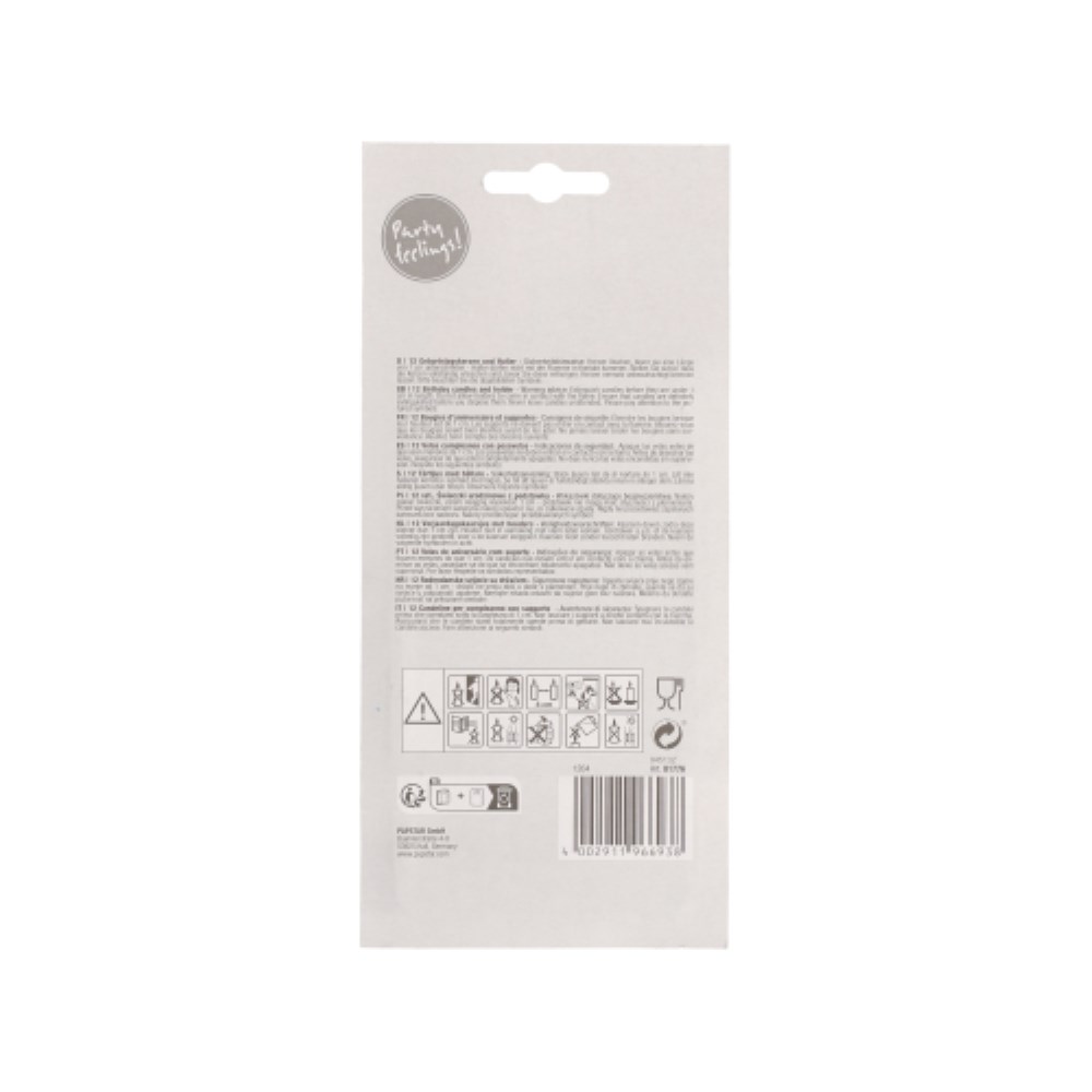 12 Geburtstagskerzen 10 cm farbig sortiert mit Halter