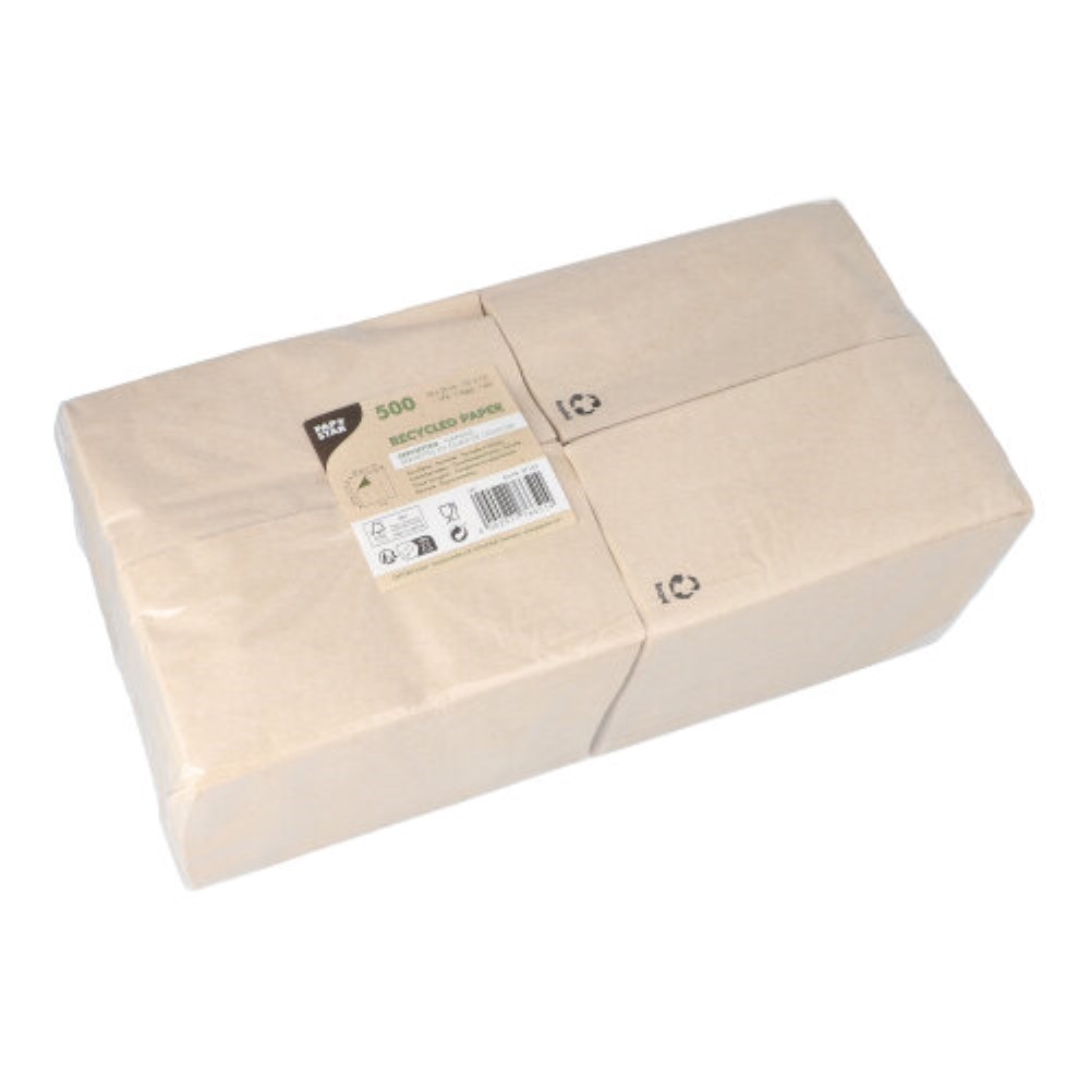 500 Servietten, 1-lagig 1/8-Falz 33 cm x 33 cm natur aus recyceltem Papier