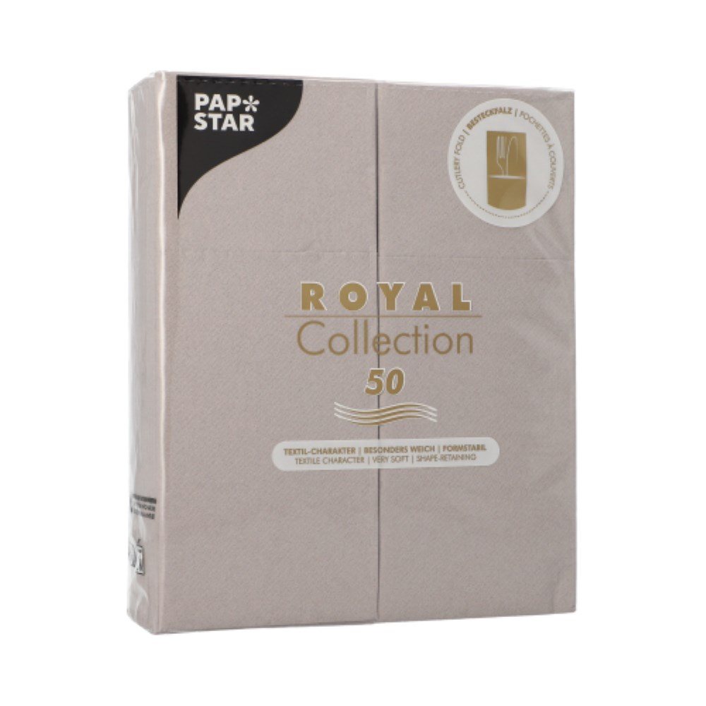 50 Servietten "ROYAL Collection" 40 cm x 30 cm grau mit Besteckfalz