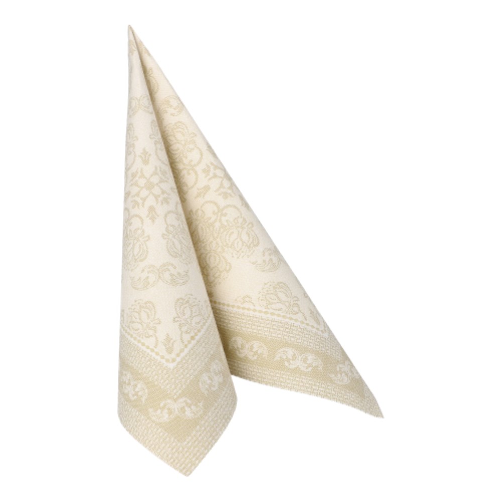 50 Servietten "ROYAL Collection" 1/4-Falz 40 cm x 40 cm champagner "Arabesque"