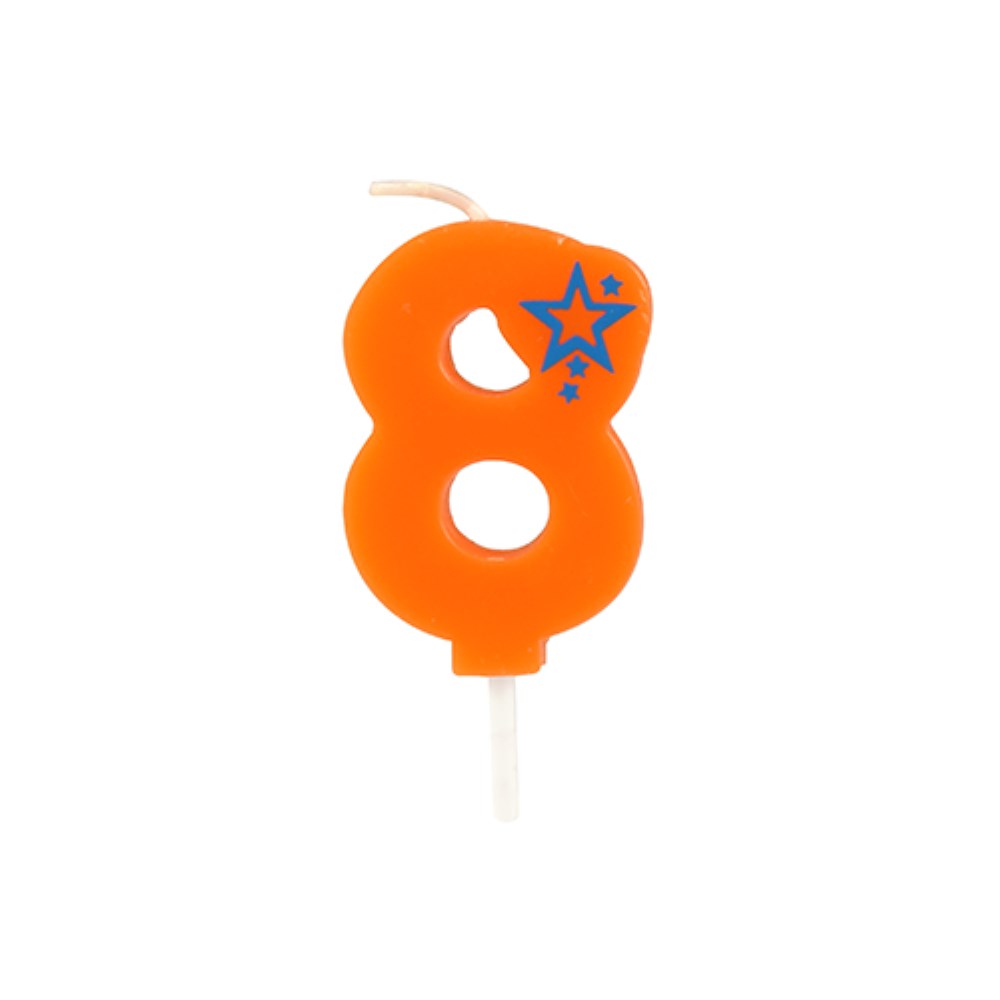 Zahlenkerze, Mini 6,8 cm orange "8"