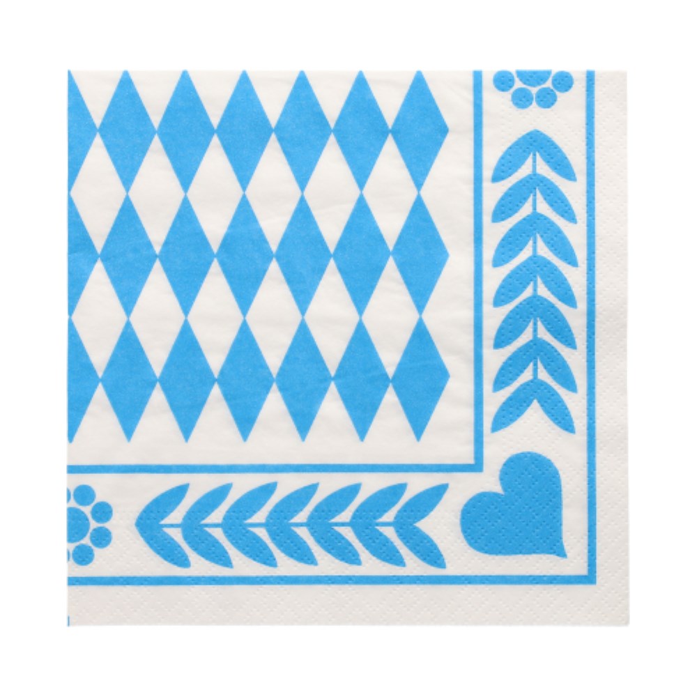 250 Servietten, 3-lagig 1/4-Falz 33 cm x 33 cm "Bayrisch Blau"