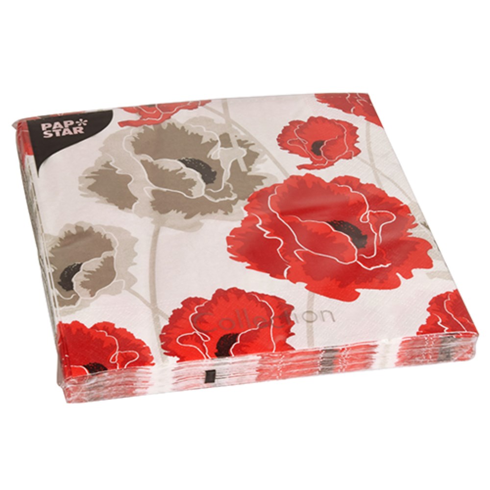 20 Servietten, 3-lagig 1/4-Falz 40 cm x 40 cm "Poppy"