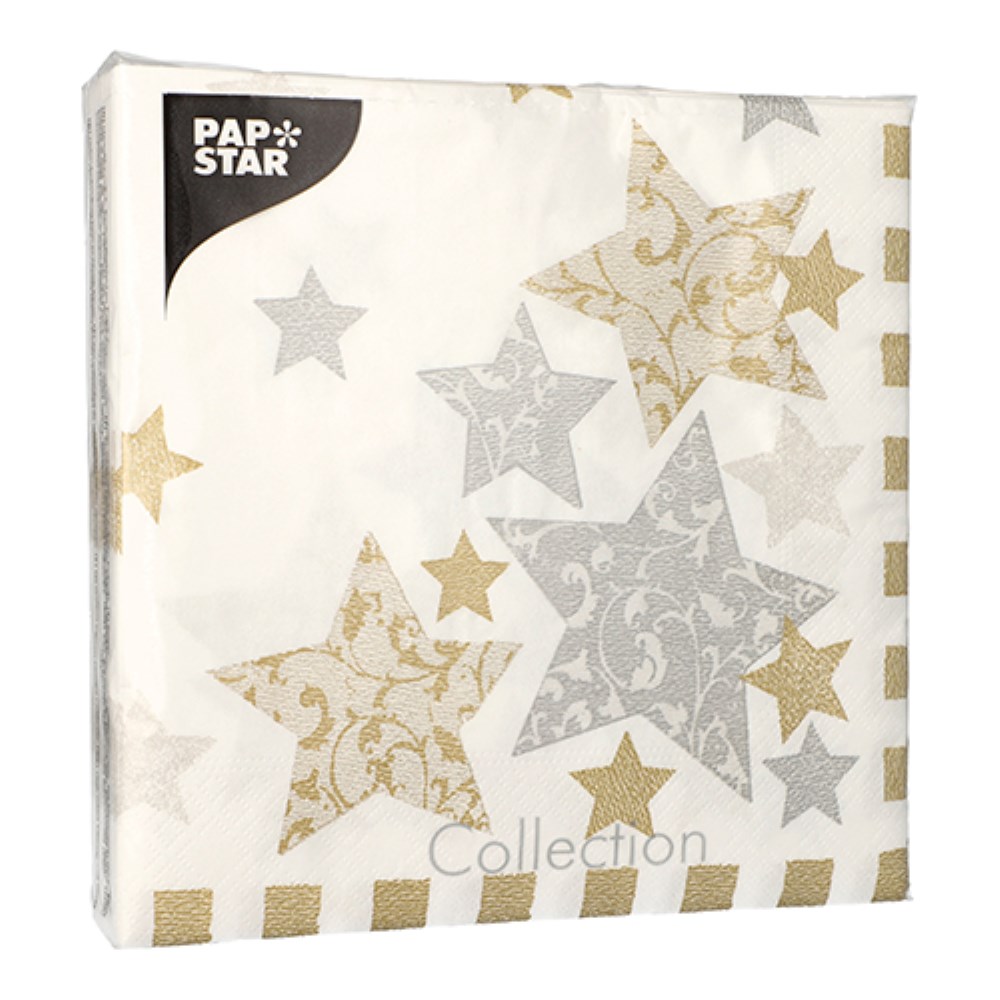 50 Servietten, 3-lagig 1/4-Falz 40 cm x 40 cm "Stardust"