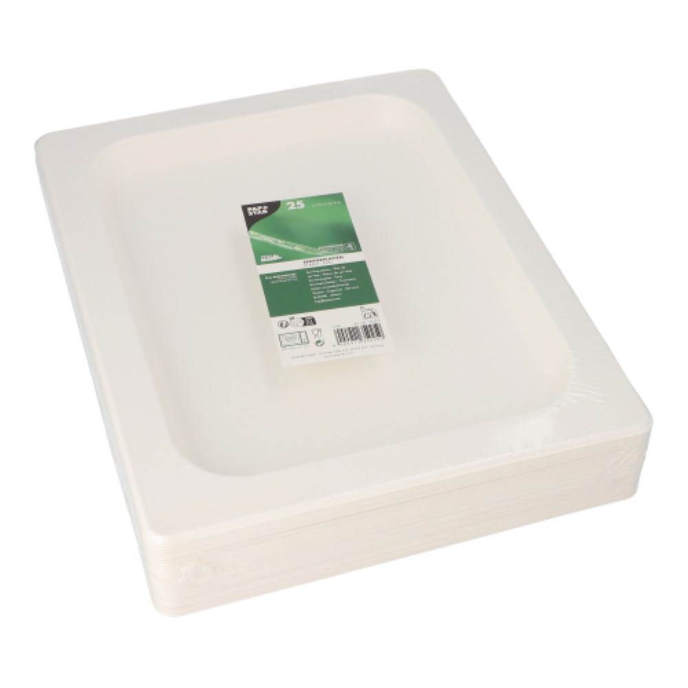 25 Servierplatten, Zuckerrohr GN 1/2 2 cm x 32,4 cm x 26,4 cm weiss