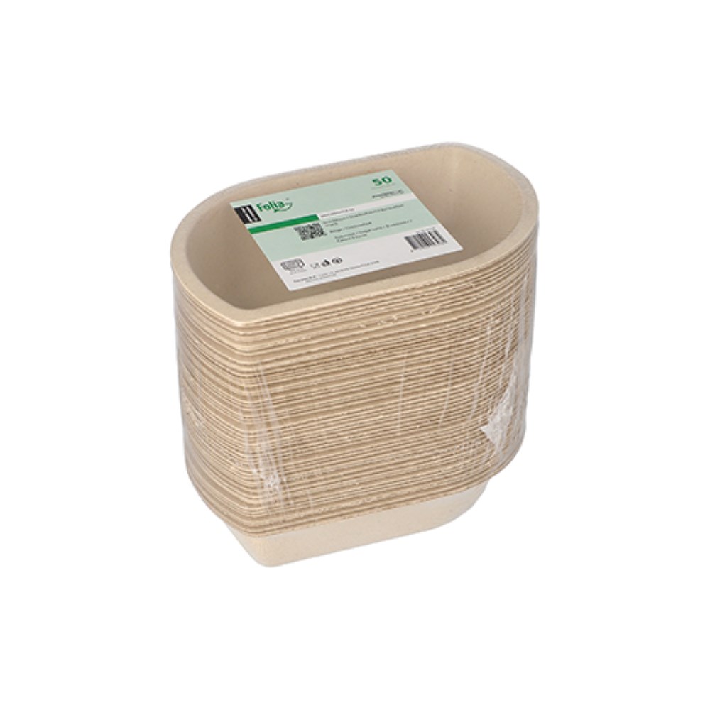 50 Snacktrays Zuckerrohr 3,6 cm x 9,9 cm x 15 cm natur