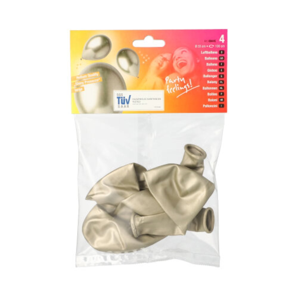 4 Luftballons Ø 33 cm "Shiny Prosecco" large