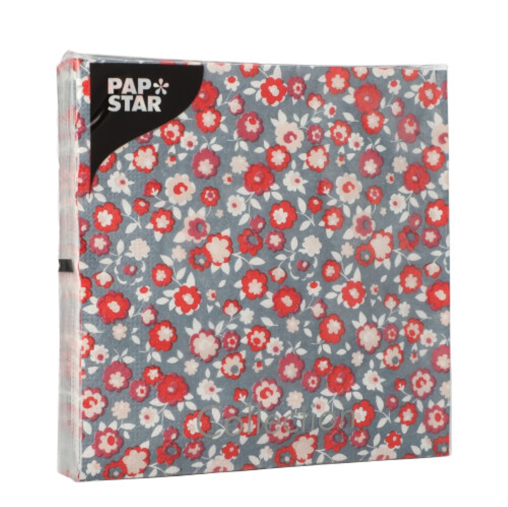 20 Servietten, 3-lagig 1/4-Falz 33 cm x 33 cm "Liberty Rouge"