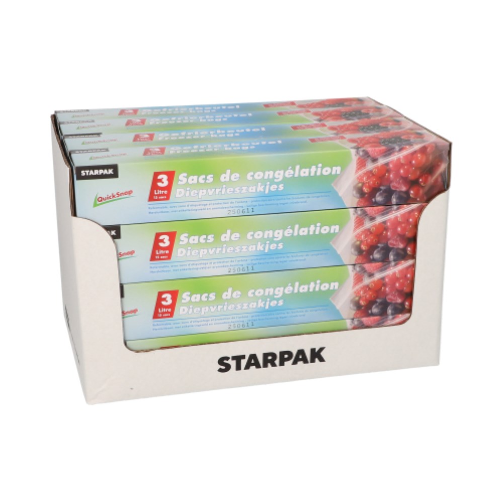 15 QuickSnap Gefrierbeutel 3 l 28 cm x 27 cm transparent in Faltschachtel