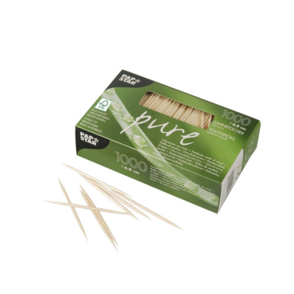1000 Zahnstocher, Holz "pure" rund 6,8 cm
