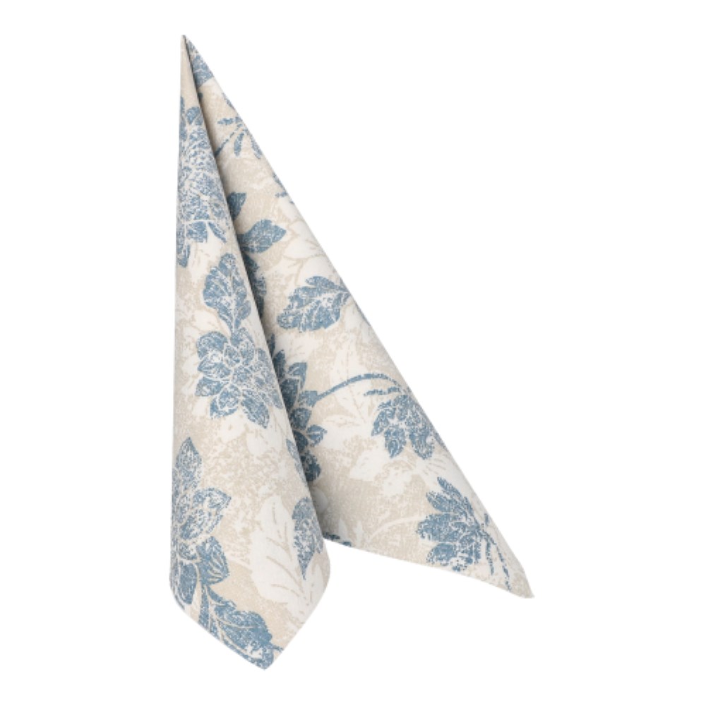 20 Servietten "ROYAL Collection" 1/4-Falz 40 cm x 40 cm arktikblau "Flowers"