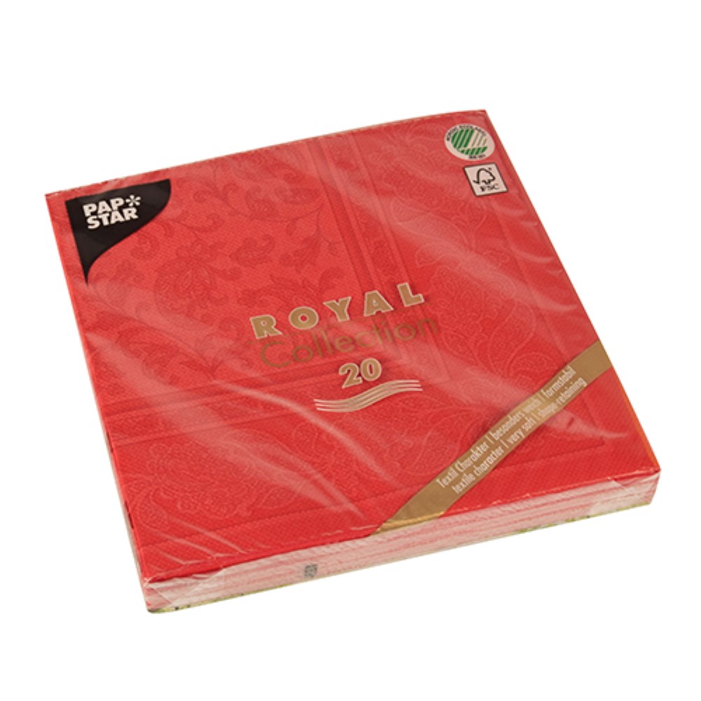 20 Servietten "ROYAL Collection" 1/4-Falz 40 cm x 40 cm rot "Ornaments"