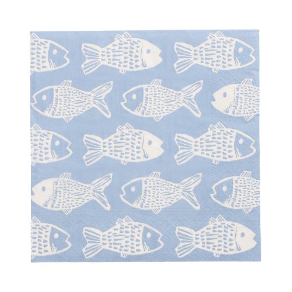 20 Servietten, 3-lagig 1/4-Falz 33 cm x 33 cm "Fish"