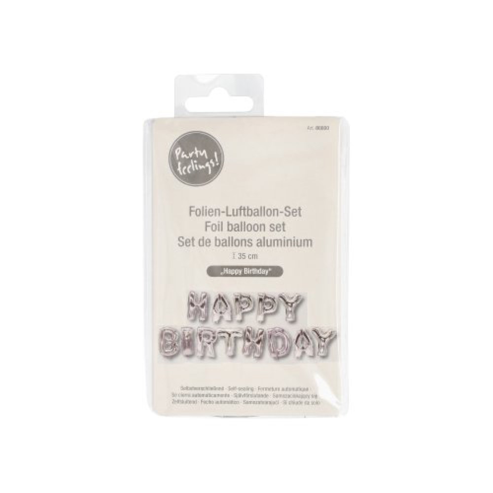 Folienluftballon-Set silber "Happy Birthday"