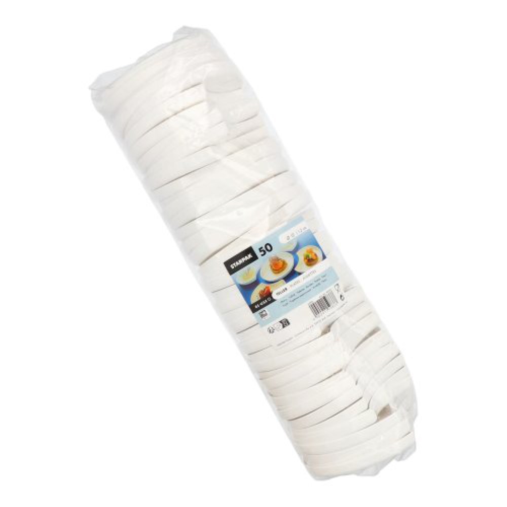 50 Mehrweg-Teller Halbmond Ø 12 cm · 1,2 cm weiss "Cella"