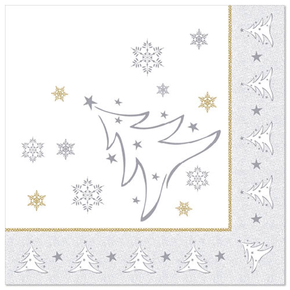 50 Servietten "ROYAL Collection" 1/4-Falz 40 cm x 40 cm silber "X-Mas Elegance"
