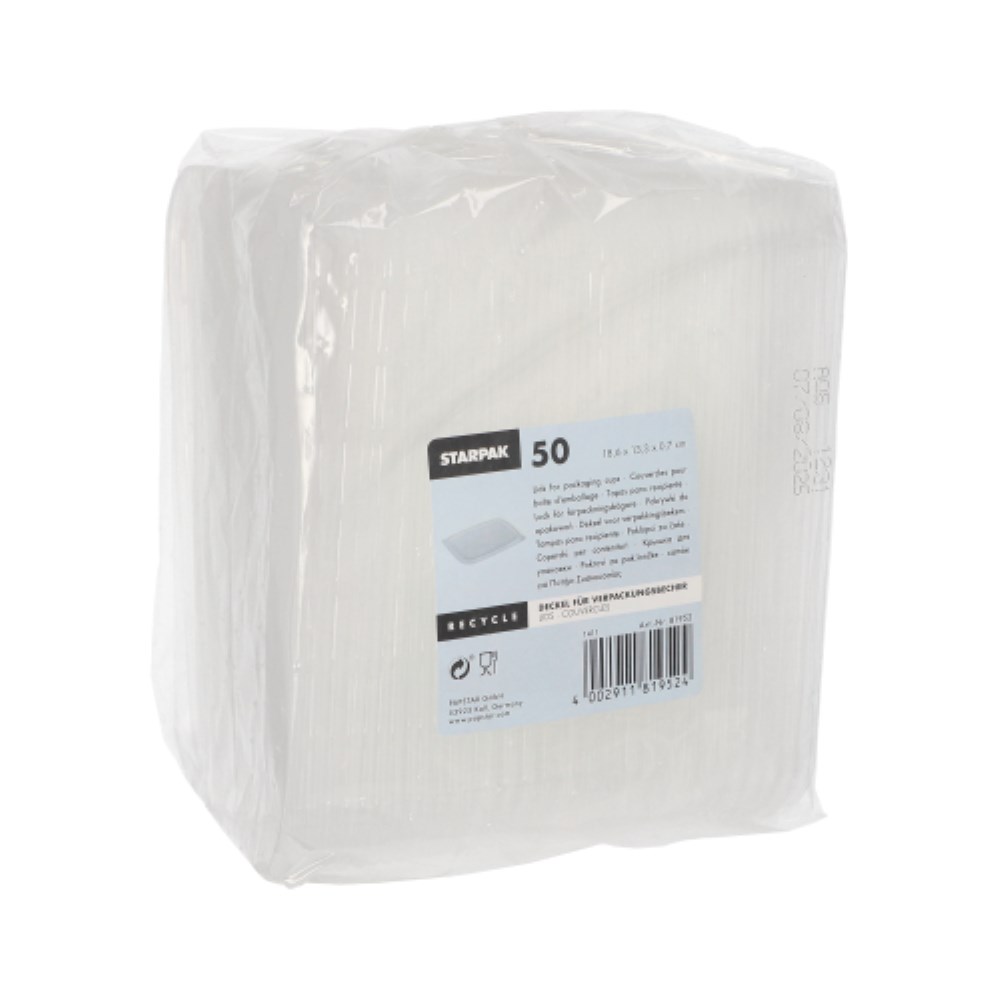 50 Deckel für Verpackungsbecher, PP 0,7 cm x 18,6 cm x 13,3 cm transparent