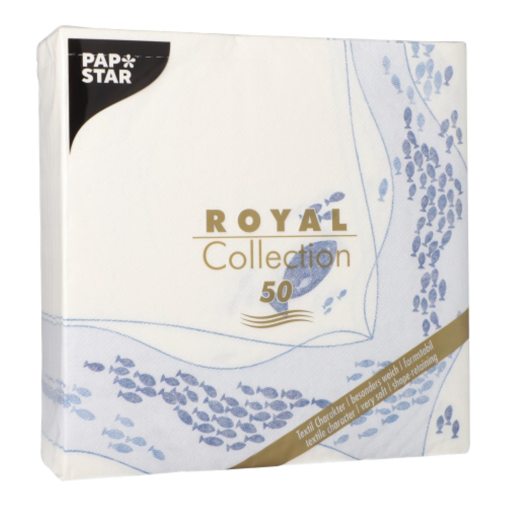 50 Servietten "ROYAL Collection" 1/4-Falz 40 cm x 40 cm "Fish"