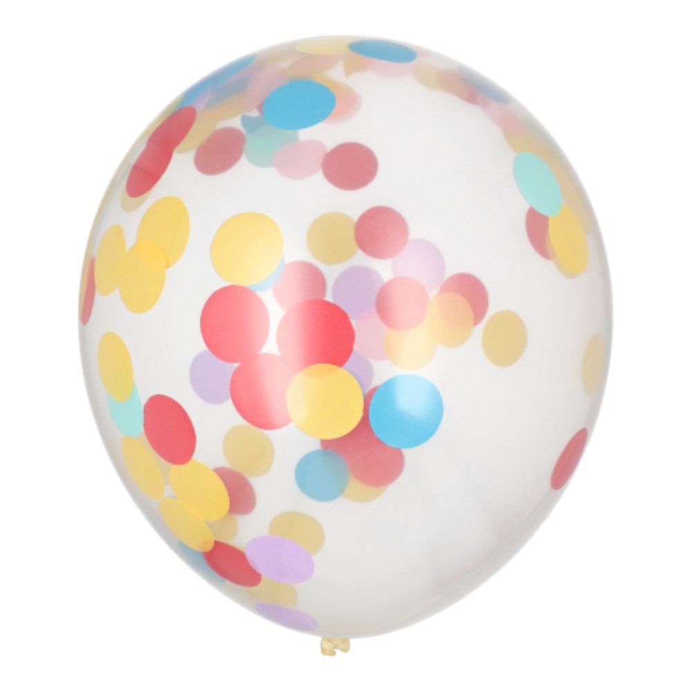 6 Luftballons Ø 29 cm mit buntem Konfetti