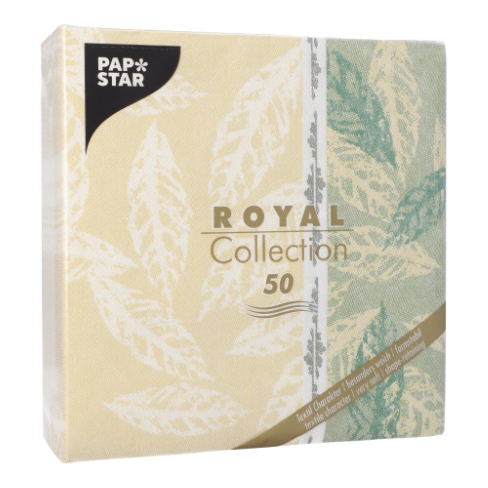 50 Servietten "ROYAL Collection" 1/4-Falz 40 cm x 40 cm grün "Autumn"