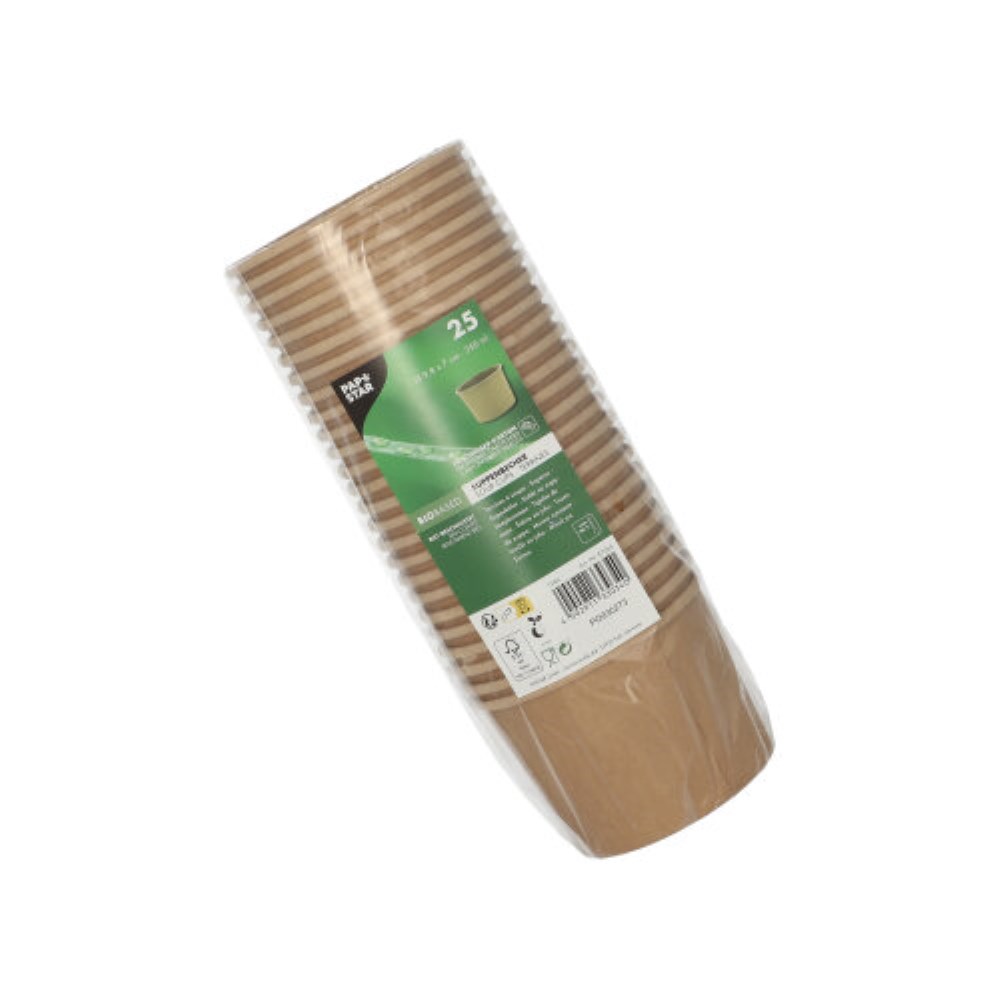 25 Suppenbecher, Pappe rund 350 ml Ø 9,8 cm · 7 cm braun