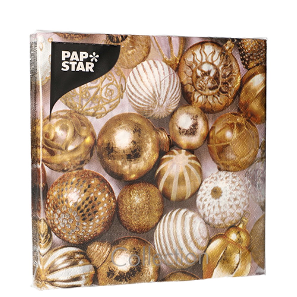 20 Servietten, 3-lagig 1/4-Falz 33 cm x 33 cm "Golden X-Mas"
