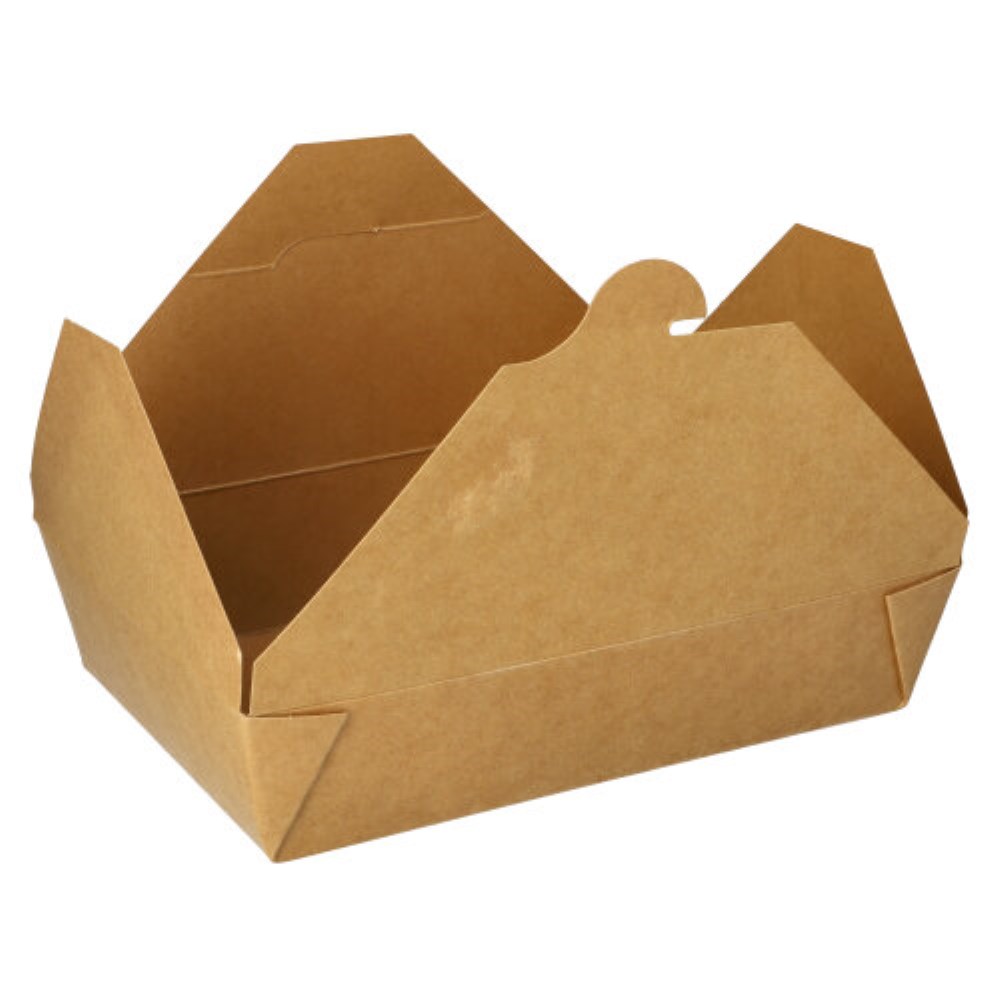 50 Lunchboxen, Pappe "pure" 1500 ml 4,8 cm x 14 cm x 19,5 cm braun