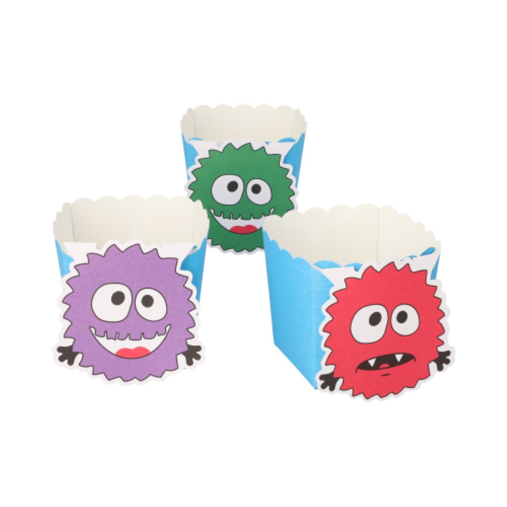 6 Backförmchen "Buddies" 6 cm x 5 cm x 5 cm "Monster"