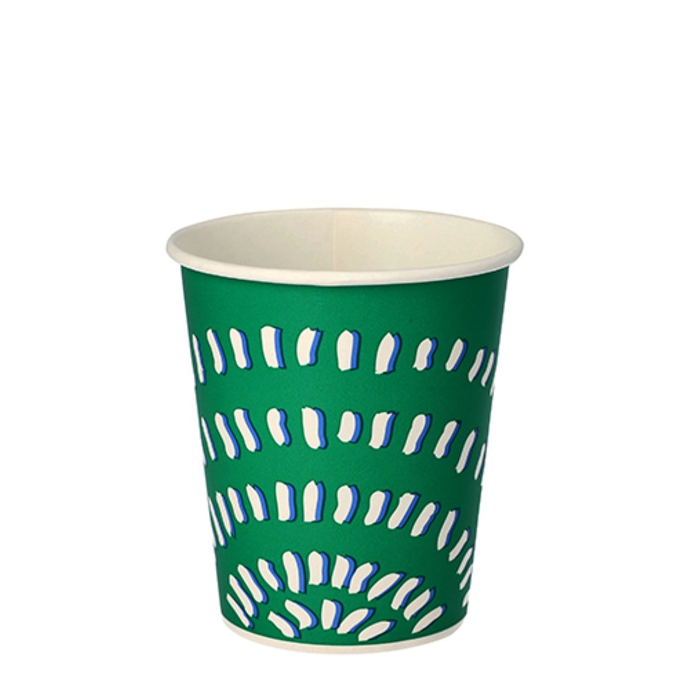 100 Trinkbecher für Kaltgetränke, Pappe 0,2 l Ø 8 cm · 8,8 cm grün "Rays"